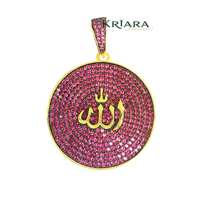 จี้พระอัลเลาะห์แบบอิสลาม เงินแท้ 925 ชุบทอง 18K ทองชมพู เพชรทรงกลมเพาะเลี้ยงแบบไมโครเพฟ เครื่องประดับทางศาสนา สไตล์ฮิปฮอปสำหรับทุกเพศ - Product Image 4