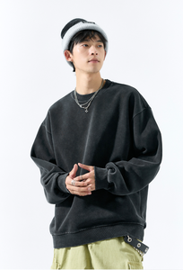 เสื้อสเวตเชิ้ตคุณภาพสูง ราคาโรงงาน OEM ผ้าเทอร์รี่บุซับใน กันลม น้ำหนัก 370 กรัม เสื้อพูลโอเวอร์ลำลองแฟชั่นสำหรับฤดูใบไม้ผลิ เสื้อสเวตเชิ้ตบุขนสำหรับผู้ชาย - Product Image 2