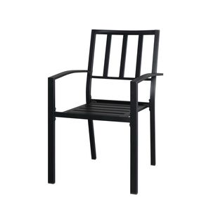 Sedie da giardino 2 pezzi con schienale in ferro battuto e griglia verticale, colore nero - Product Image 2