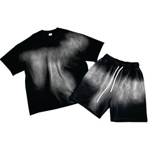 ชุดเซ็ตเสื้อผ้าสตรีทแวร์ผู้ชายสำหรับฤดูร้อน ผ้าฝ้ายแท้ 100% ทรงหลวมสำหรับออกกำลังกาย  รับสกรีนโลโก้ ผ้าเฟรนช์เทอร์รี่ ชุดเซ็ตเสื้อและกางเกงขาสั้นโอเวอร์ไซส์สำหรับผู้ชาย - Product Image 5