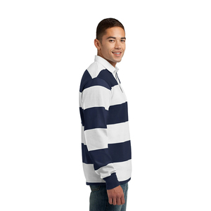 Factory Direct Men's Striped Rugby Shirts Breathable Cotton Polyester Men's Sportswear Rugby Jersey With Custom Brand Logo - Product Image 6