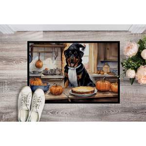 Rottweiler Fall Kitchen Pumpkins <b>Doormat</b> 24H X 36W Non-Slip Indoor Outdoor Low Pile Rug <b>Washable</b> Front Door Mat for Entryway - Product Image 2