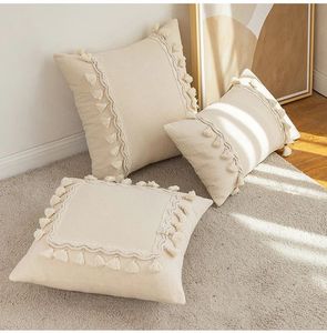 Style De Maison Custom Cotton Heat-Transfer Printed 140g Tassel Trim Cushion Cover Decorative Square <b>Throw</b> Pillow Home Decor - Product Image 1