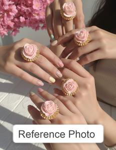 Bague ajustable traditionnelle Gota Patti avec rose en mousse pour mariage, Mayun, Henna, Nikah, tenue festive pour femmes et demoiselles d'honneur - Product Image 5