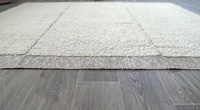 Tapis rectangulaire abstrait en laine fait main, moderne, texturé, ivoire, neutre, écologique, adapté aux animaux domestiques, antidérapant, antibactérien, faible odeur