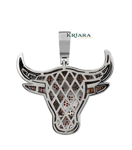 Pendentif Tête de Taureau en Argent 925 Plaqué Or 18K avec Moissanite, Coupe Ronde, Breloque Thème Animal Hip Hop pour Homme - Product Image 2