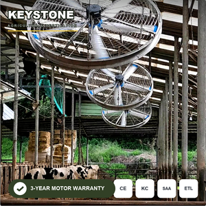 Ventilateur de circulation d'air suspendu haute performance PMSM pour élevages, idéal pour les enclos de finition de bovins à côtés ouverts, réduit le THI - Product Image 1