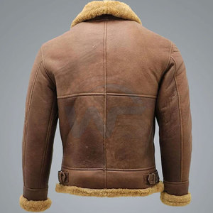 Leather Latest Style <b>Shearling</b> <b>Jacket</b> <b>Men's</b> Warm Casual Winter <b>Jacket</b> With Faux <b>Shearling</b> Collar And Inner Lining - Product Image 2
