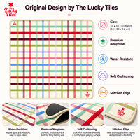 Alas Mahjong Motif Kotak-kotak Asli Lucky Tiles 33'' Premium Neoprena Anti Selip Tahan Air Dapat Dilipat Modern Kustom Amerika
