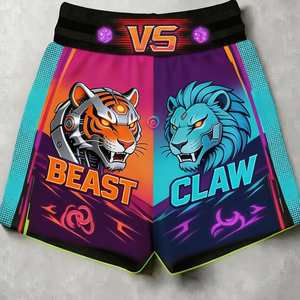 Shorts de boxe en polyester, design graphique personnalisé par sublimation, logo brodé, respirant, entraînement sportif, taille personnalisée - Product Image 1
