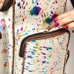 LW Sac à dos pour femmes en cuir de vache véritable isolé Bohemian Rock PVC résistant à l'eau Sac à bandoulière portable élégant - Product Image 3