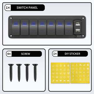 7 Gang Rocker <b>Switch</b> Panel With 5V 4.2A Dual <b>USB</b> Charger Blue LED For Trucks - Product Image 4