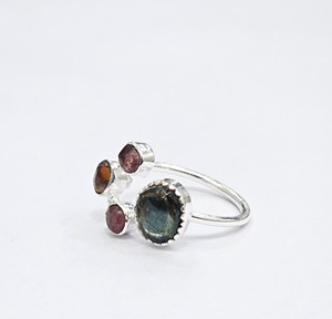 Natural Tourmaline Multi Stone <b>Ring</b> 925 <b>Sterling</b> <b>Silver</b> <b>Adjustable</b> Handmade Artisan Jewelry for Women Wholesale - Product Image 3
