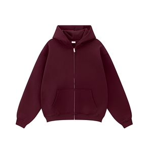 Sudadera con capucha de forro polar personalizada, extragrande, con cremallera, efecto lavado, bordada, para hombre, estilo streetwear. - Product Image 2