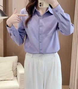 Nueva Blusa Ecológica para Mujer, Casual, de Manga Larga, Ajustada, de Color Sólido, con Botones al Frente, para Primavera, Verano y Otoño - Product Image 5