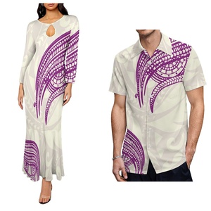 Vestido Largo de Sirena con Estampado Tribal Polinesio para Mujer, Camisas a Juego para Hombre, Conjunto de Ropa Personalizada para Parejas - Product Image 1