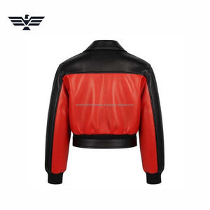 Chaqueta de Cuero Premium Personalizada para Hombre, Estilo Motero |   Chaqueta de Motociclismo Roja y Negra con Cinturón |   300g Para Todas las Estaciones - Product Image 2