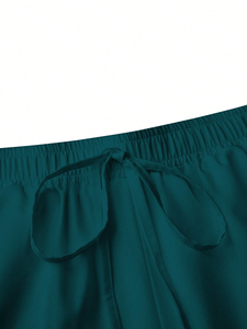 Spandex <b>Scrub</b> <b>Set</b> Solid Teal Hospital Uniform Stretch Top and Pants Surgical Nurse Uniform <b>Set</b> - Product Image 3