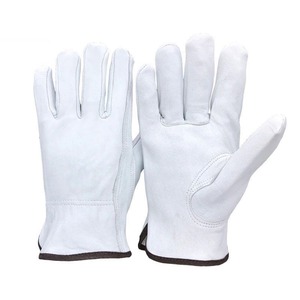 White Leather Work <b>Gloves</b> Durable Outdoor Casual Style Four Seasons Use Leather <b>Gloves</b> For <b>Man</b> - Product Image 3