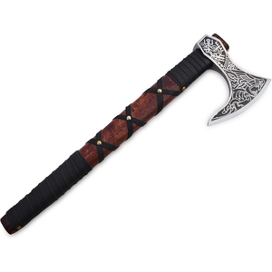 Hand Forged Industrial <b>Axe</b> <b>Handle</b> Custom Carbon Steel <b>Axe</b> Custom <b>Handle</b> Viking <b>Axe</b> with Leather Sheath for Sale - Product Image 5