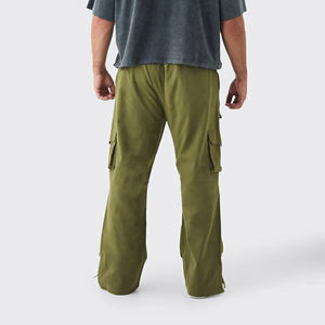 Pantalon cargo homme personnalisé vert olive, taille élastique, plusieurs poches, style workwear, pour l'automne, en toile tissée mi-lourde - Product Image 5