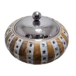 Boîte à bonbons décorative de luxe avec couvercle, pot de rangement en mosaïque métallique, conteneur à bonbons de table, organisateur de collations, décoration d'intérieur - Product Image 1