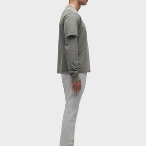 T-shirt personnalisable pour homme, double couche, poignets contrastés, plusieurs couleurs, coton décontracté, manches longues, pour homme et femme, gym, fitness - Product Image 6