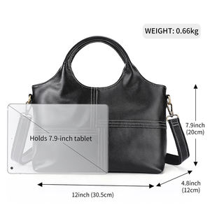 Sac à main à bandoulière de luxe en cuir véritable, couleur unie, personnalisable, fermeture éclair, grande capacité, sac à main pour femmes - Product Image 3