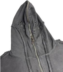 Sudadera con capucha completa con cremallera, lavado ácido, para hombre, ligera, cómoda, personalizada, de forro polar prémium de 310 g, ecológica, estilo ninja con máscara. - Product Image 2