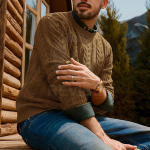 Pull en tricot décontracté pour homme, chaud et respirant, avec logo frontal, texture lisse, confortable à porter - Product Image 5