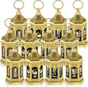 ชุดโคมไฟทองเหลืองทำมือสไตล์วินเทจ พร้อมไฟ LED สำหรับแขวนหรือวางบนโต๊ะ เหมาะสำหรับเทศกาลรอมฎอน อีด และตกแต่งบ้าน เป็นของขวัญสำหรับเทศกาลต่างๆ - Product Image 1