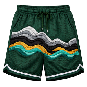 Shorts de sport décontractés en velours côtelé brodé pour homme, coupe ample, taille haute, pour l'entraînement, la course et le fitness - Product Image 1