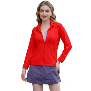 Chaqueta de Protección Solar UPF50+ de Manga Larga con Media Cremallera para Mujer, Color Sólido, Anti-UV, para Uso en Exteriores, Corte Regular, Material de Poliéster - Product Image 3