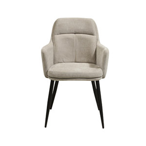 Modern <b>Dining</b> <b>Table</b> Set with 6 Upholstered Chairs Wood <b>Top</b> Black Metal Base Midcentury Design for Home Furniture - Product Image 4