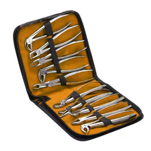 Forceps d'extraction dentaire en acier argenté avec poignée moletée, manuel, Classe I, certifié CE, 8 positions de mâchoires - Product Image 6