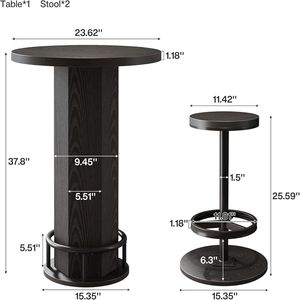 Set da Bar con Tavolo e Due Sgabelli, Tavolino da Caffè e Sedie, Set per Taverna - Set di Mobili da Bar - Product Image 6