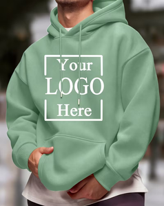 Men's Mint Green Hooded Sweatshirt Regular Fit Cotton Fleece Front Print Logo Casual Winter Eco-Friendly Breathable - Product Image 1