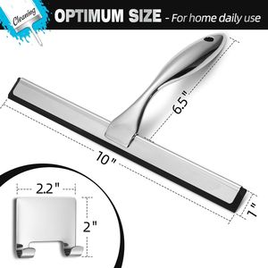 Raclette de douche polyvalente en acier inoxydable argenté de 10 pouces pour portes de douche, miroirs et carreaux – Produit de qualité supérieure - Product Image 4