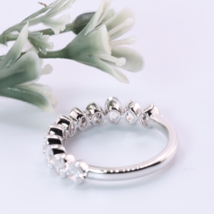 Luxury White Gold Oval Cut Lab Grown Diamond Half Eternity Wedding Anniversary Band Shared Prong <b>Stacking</b> <b>Ring</b> Fine Jewelry Gift - Product Image 4
