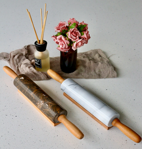 Rouleau à pâtisserie en bois et marbre, vente en gros, sécurité, pierre de marbre naturelle, 2 couleurs, best-seller - Product Image 1