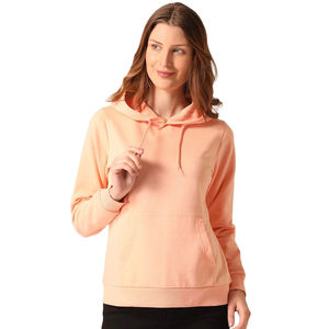 Sweat-shirt à capuche pour femme, couleur unie, manches longues, décontracté, respirant, tricoté, avec poches, pour l'automne - Product Image 1