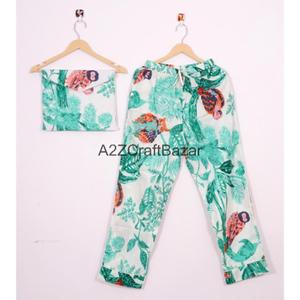 Nuevo Conjunto de Pijama de Algodón 100% con Estampado Floral Romántico Vintage, Camisa y Pantalón, Suave, Transpirable, de Secado Rápido, Cintura Elástica - Product Image 3