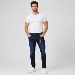 Men's Regular Fit for Wash Straight Leg Denim Jeans Mid Waist Cotton Formal Summer Wear Breathable Front Wholesale Rate <b>Cheap</b> - Product Image 1