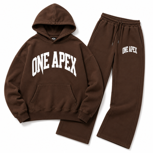 Ensemble de survêtement ONEAPEX SPORTS WEAR pour homme, comprenant un sweat à capuche bleu poussière classique et un pantalon de survêtement à jambes larges, en coton épais de qualité supérieure, antibactérien - Product Image 6