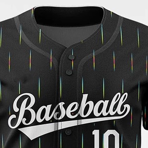 เสื้อเบสบอลและซอฟต์บอลแขนสั้นแบบแห้งเร็วขายดีที่สุด พิมพ์ลายแบบ Sublimation ไซส์ใหญ่สำหรับผู้ชาย พร้อมชื่อทีมและหมายเลข - Product Image 6