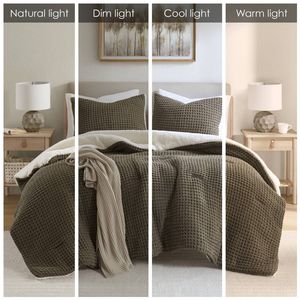 Waffle Knit Chenille <b>Comforter</b> Set for Twin Size <b>Bed</b> Premium Soft and Cozy Bedding - Product Image 2