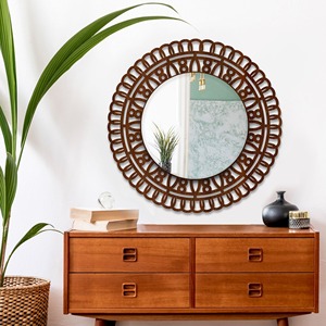 Scandinavian Frameless Beveled Asymmetrical Shape <b>Bathroom</b> Wall Mirror Modern Decorative Premium Glass 4mm Thick Wall <b>Plug</b> - Product Image 4