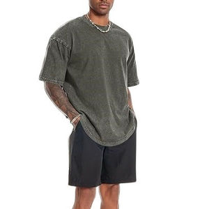 Camiseta Personalizada Extra Grande de Algodón Grueso con Diseño Liso, Hombros Caídos, Corte Holgado, Estilo Casual Urbano de Alta Calidad - Product Image 2
