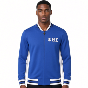 Phi Beta Sigma Royal Blue Men’s Greek Fraternity <b>Zip</b> <b>Up</b> <b>Jacket</b> Embroidered Letter Design Long Sleeve College Outerwear - Product Image 1