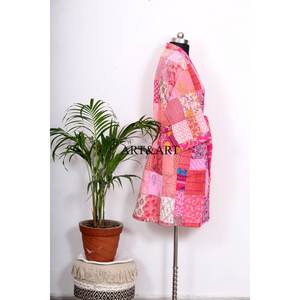 Chaqueta Kimono de Seda Pura Vintage para Mujer, Estilo Bohemio, Talla Única Ajustable, Kimono de Longitud Media, Kimonos de Seda Kantha para Mujer - Product Image 5